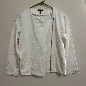 Eileen Fisher Petite Small Ivory Flex Tencel Ponte Full Zip Jacket